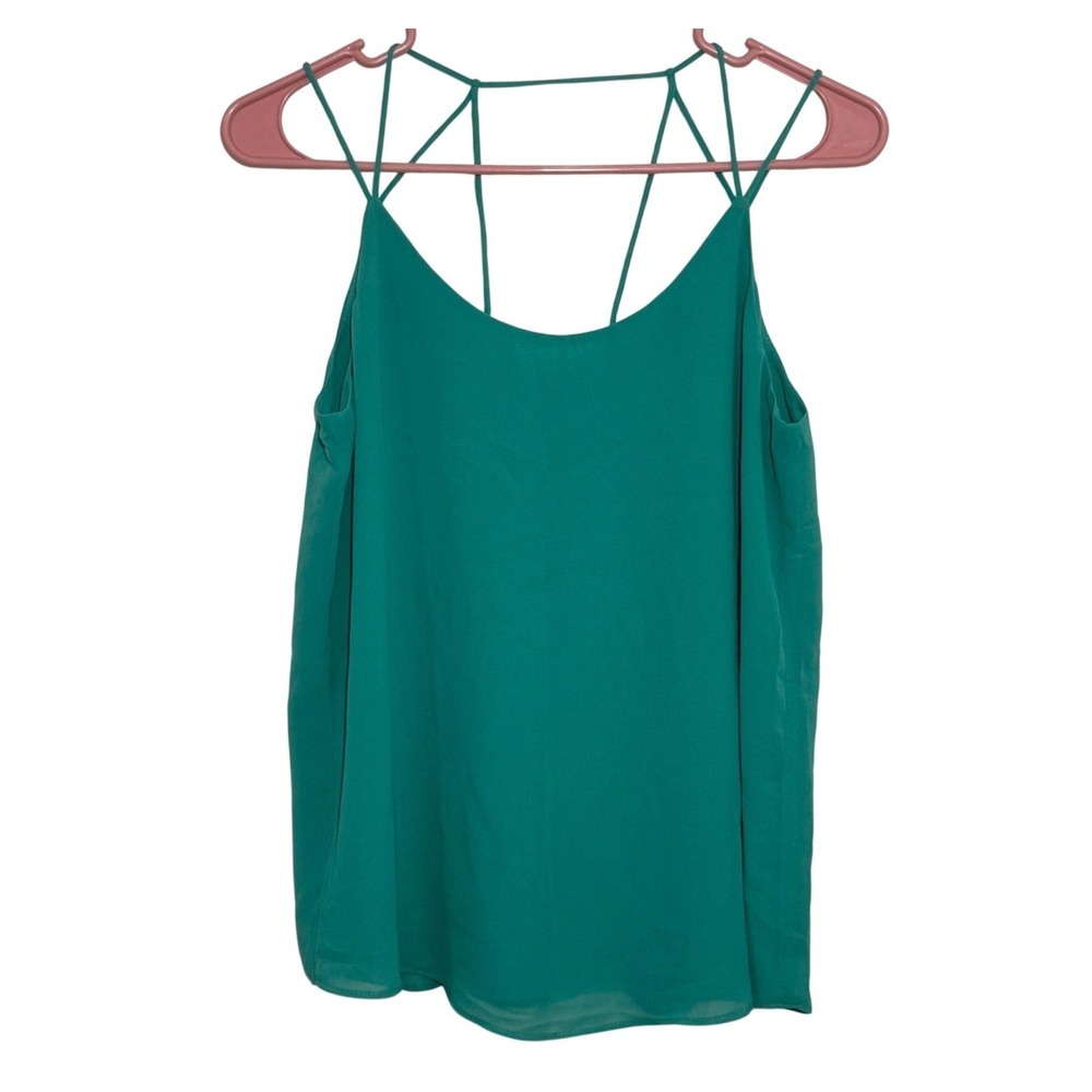 Naked Zebra Camisole Green Strappy Cage Back V-Neck Women Small Emerald Tank Top